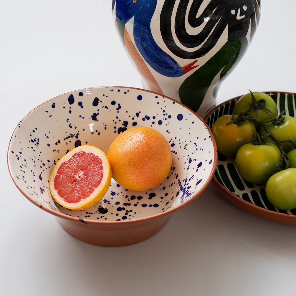 Salpico Large Salad Bowl - Blue Speckle